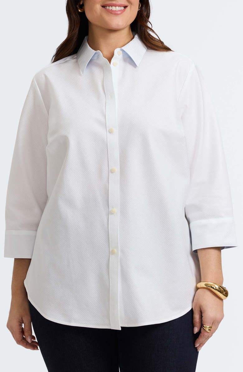 Margie Three-Quarter Sleeve Cotton Button-Up Shirt