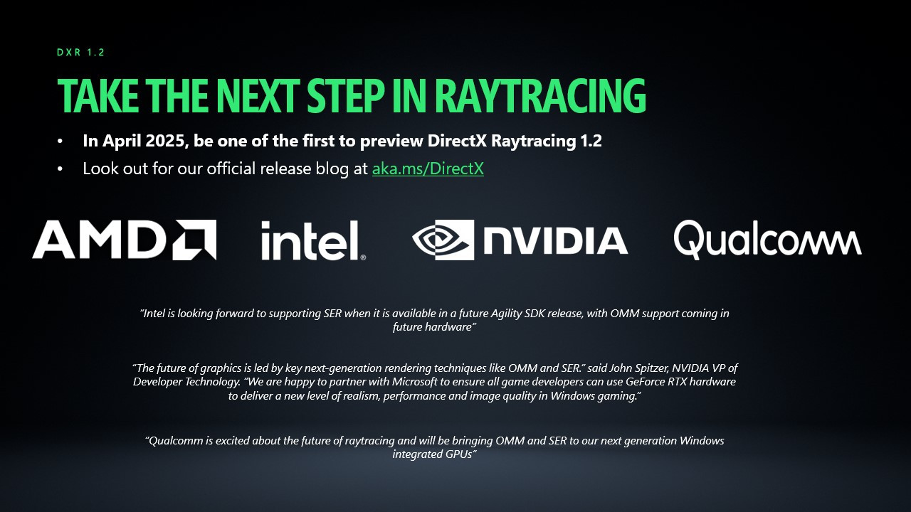 DirectX Raytracing 1.2 partners slide