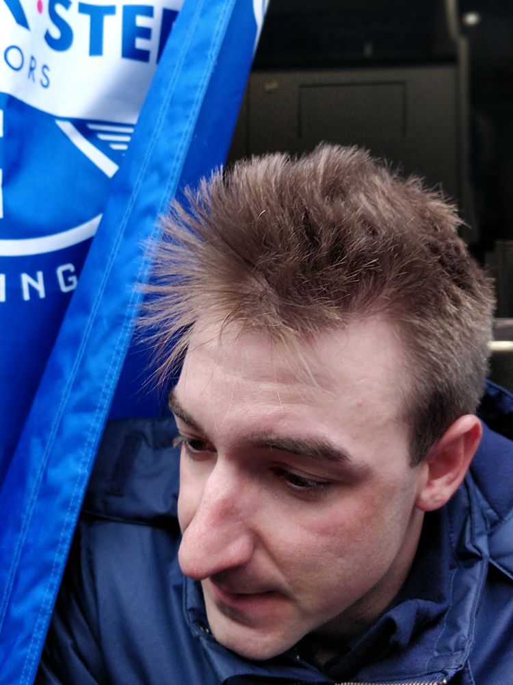 Elia Viviani speaks to the press after Gent-Wevelgem