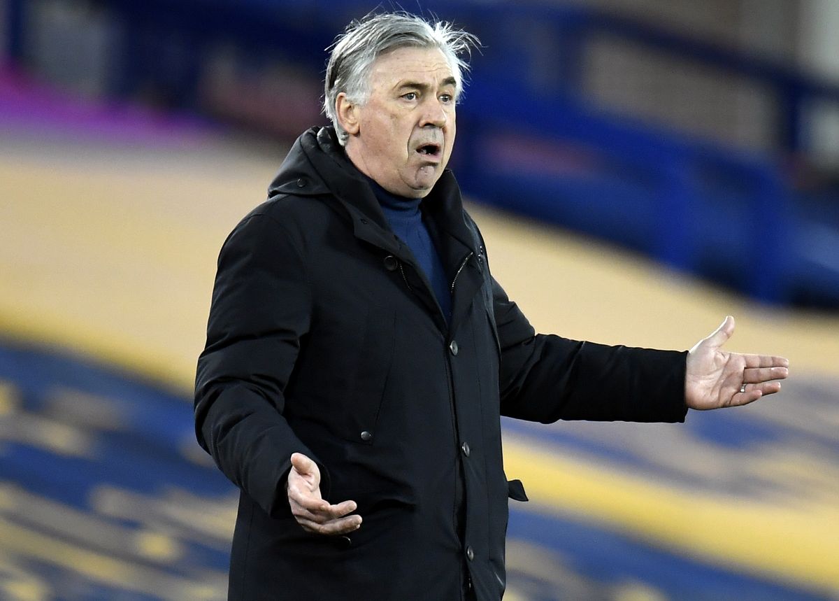 Everton manager Carlo Ancelotti during the Premier League match at Goodison Park, Liverpool. Picture date: Wednesday February 17, 2021.