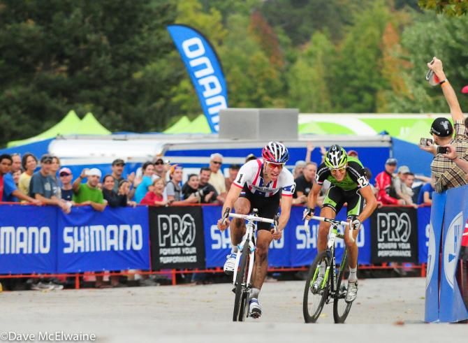 USA Champion Jeremy Powers (Rapha Focus) sprinting against his nemesis Ryan Trebon (Cannondale)