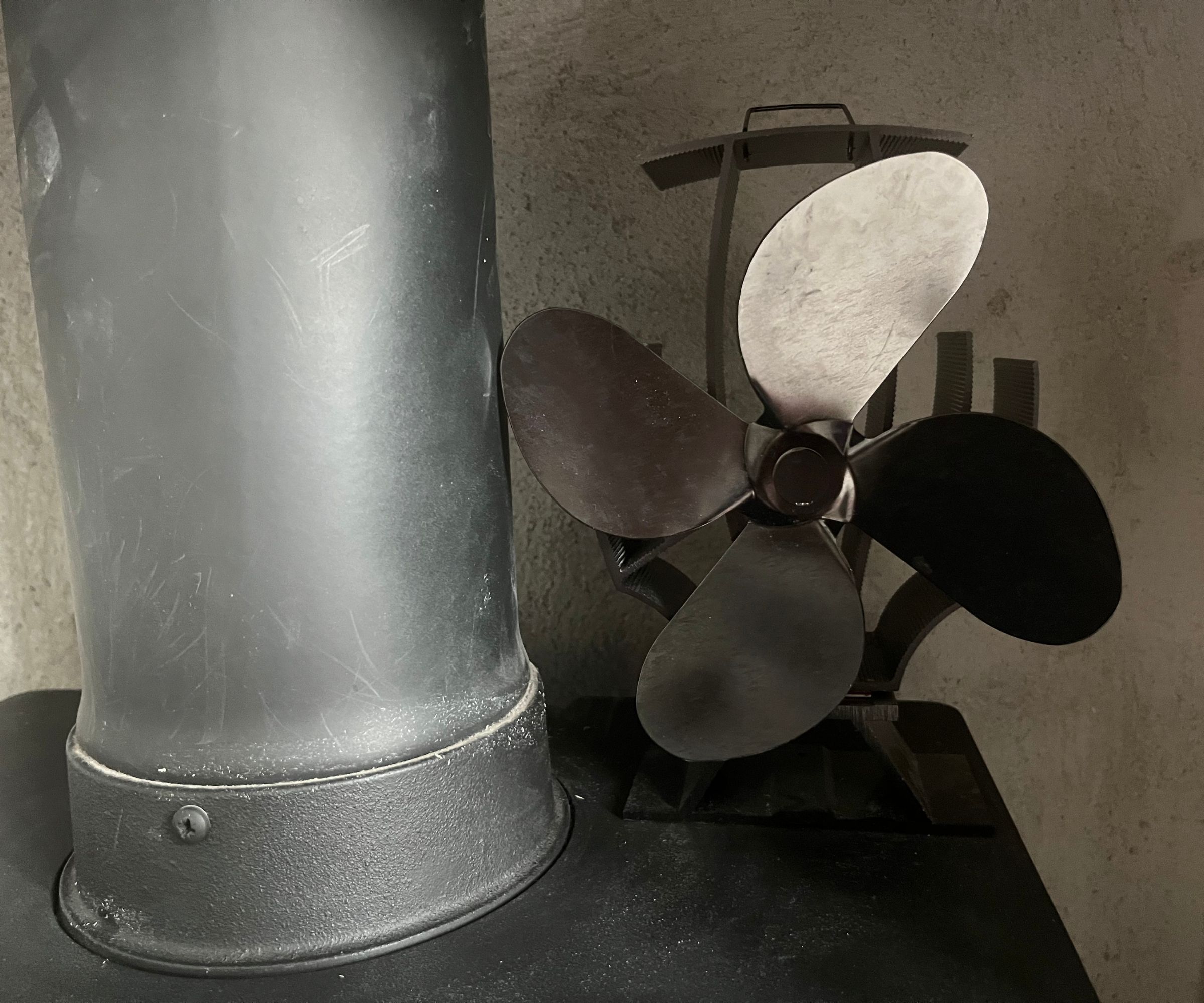 forest master stove fan next to flue