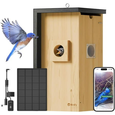 Birdfy Smart Bird Houses With 1080p Hd Bird Feeder Camera, Perfect Viewing Bird Nesting and Hatching, Solar Powered