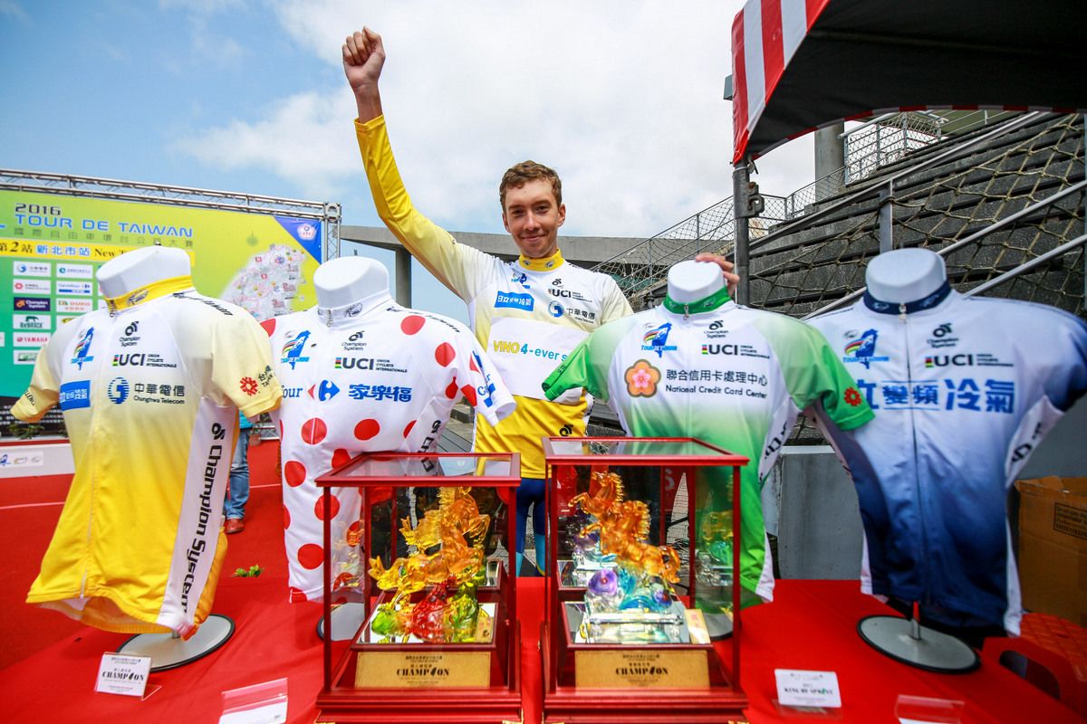 Stefan Astafyev (Vino4Ever) with his haul from stage 2