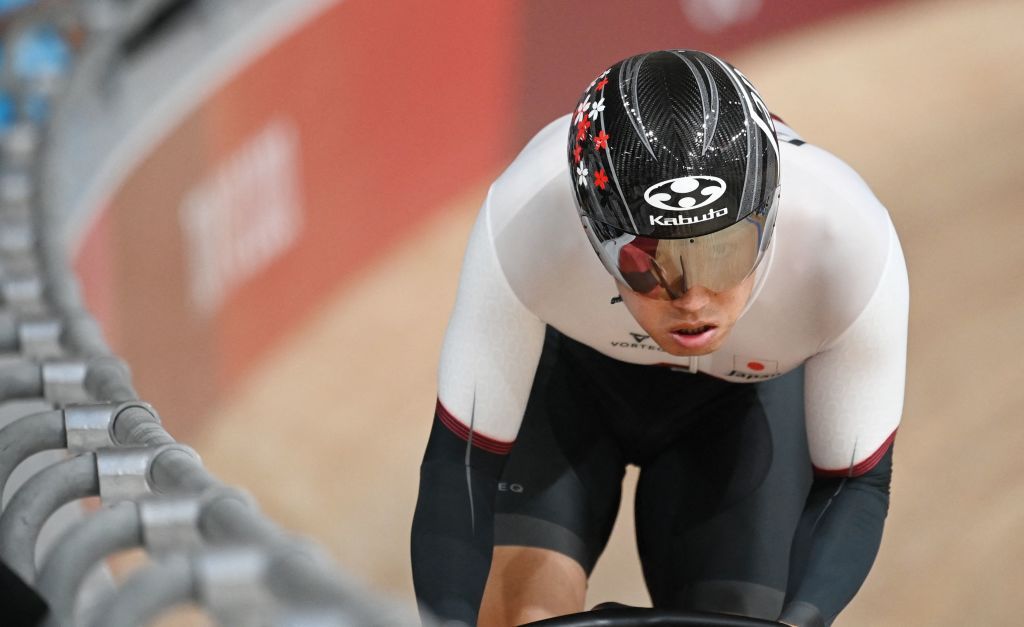 Japans Yuta Wakimoto competes in the mens track cycling sprint qualifying event during the Tokyo 2020 Olympic Games at Izu Velodrome in Izu Japan on August 4 2021 Photo by Greg Baker AFP Photo by GREG BAKERAFP via Getty Images