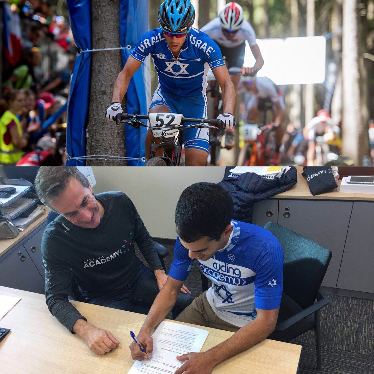 Cycling Academy founder Ron Baron signs Israeli mountain biker Shlomi Haimy