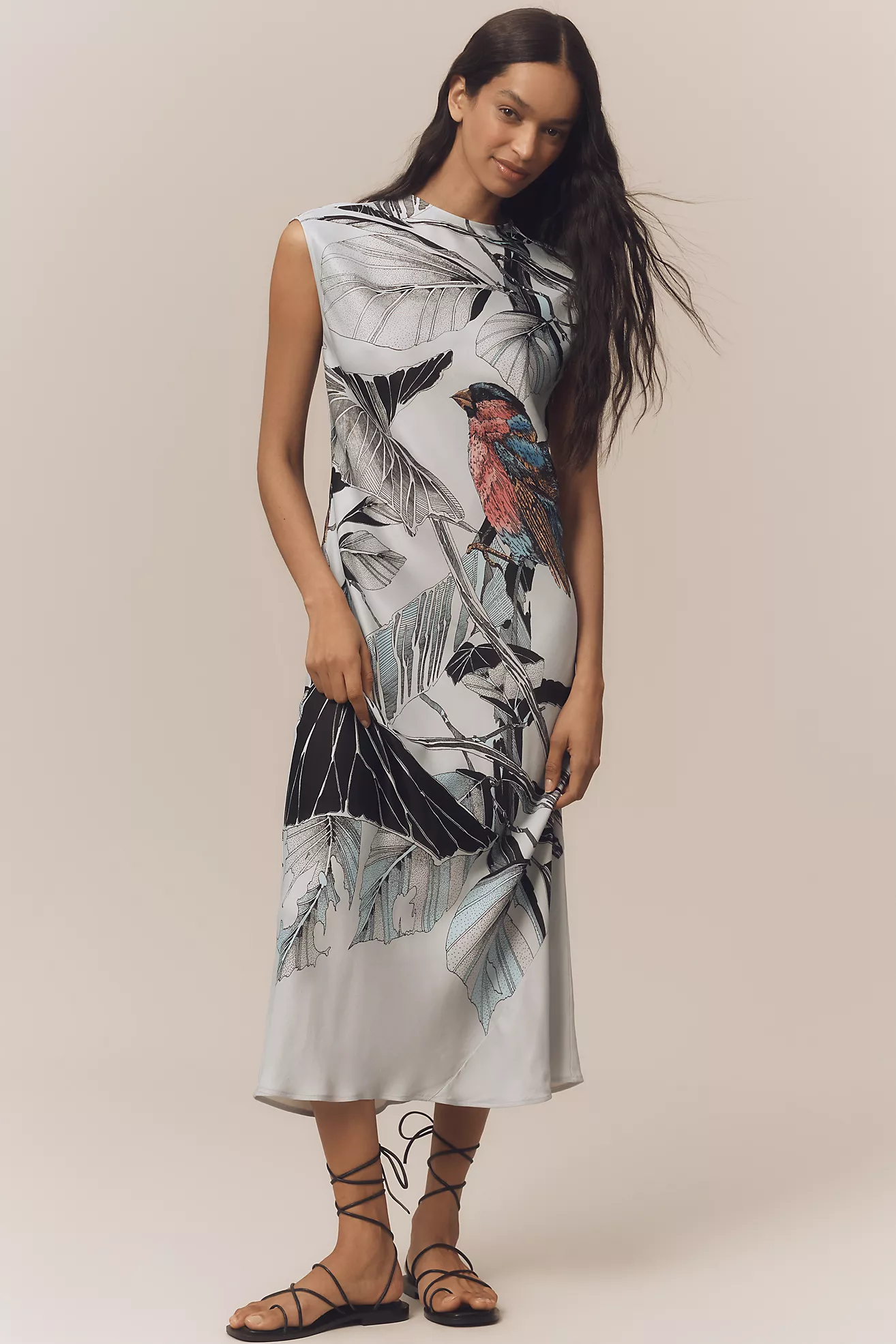 Maeve Mock-Neck Midi Slip Dress