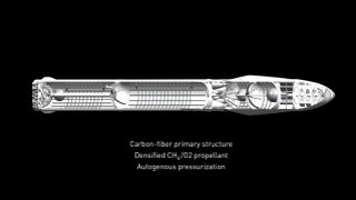 This SpaceX cutaway graphic shows a look at how the company's planned Interplanetary Transport System booster (left) and spaceship would look once combined for a trek to Mars.