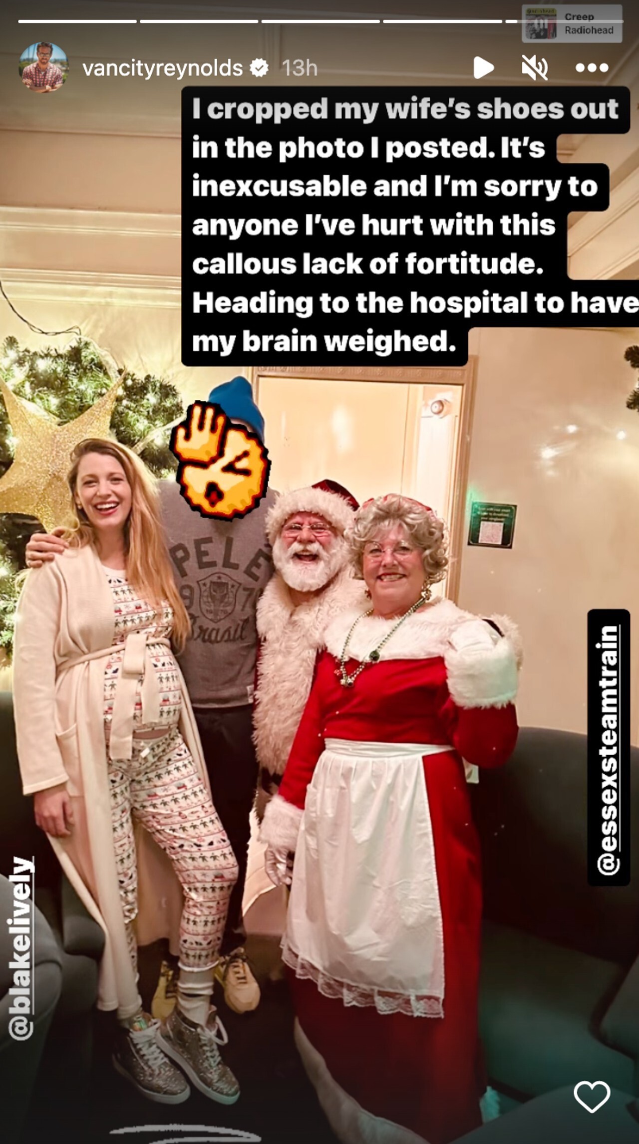 Ryan Reynolds'ın Santa ve Blake Lively ile Instagram gönderisini güncelledi