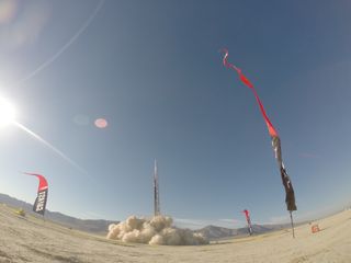 A rocket carrying yeast for Ninkasi Brewing Company launches from Nevada's Black Rock Desert in July 2014. This so-called "Mission One" did not result in any “space beer” because it took four weeks to retrieve the payload and most of the yeast cells died.
