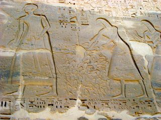 chopped-off hands of enemy soldiers being prepared for Ramses III, a pharaoh of Egypt