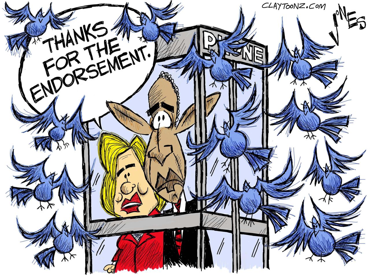 Obama Cartoon U.S. Hillary Clinton Bernie Sanders