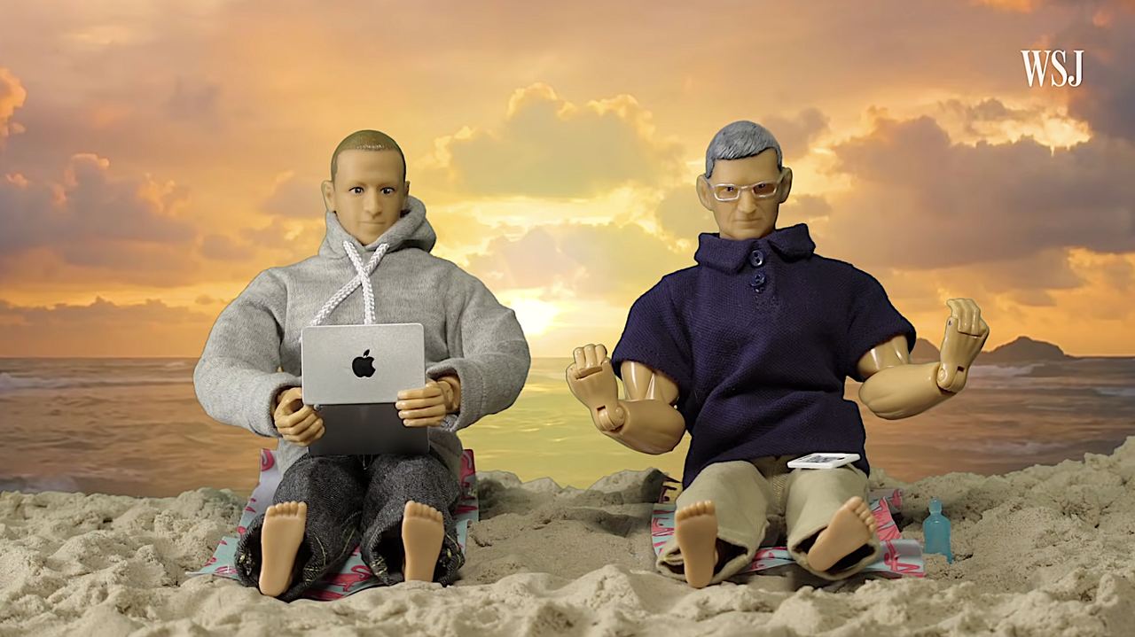 Mark Zuckerberg and Tim Cook dolls