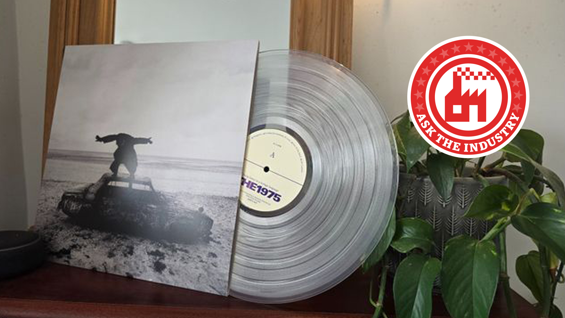Transparent vinyl record half in its sleeve