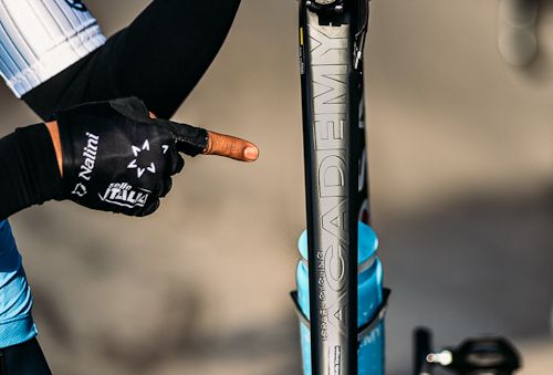 A custom top tube for the Israel Cycling Academy De Rosa