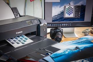 Canon imagePROGRAF PRO-1100 printer being used by ocean photographer Ben Thouard