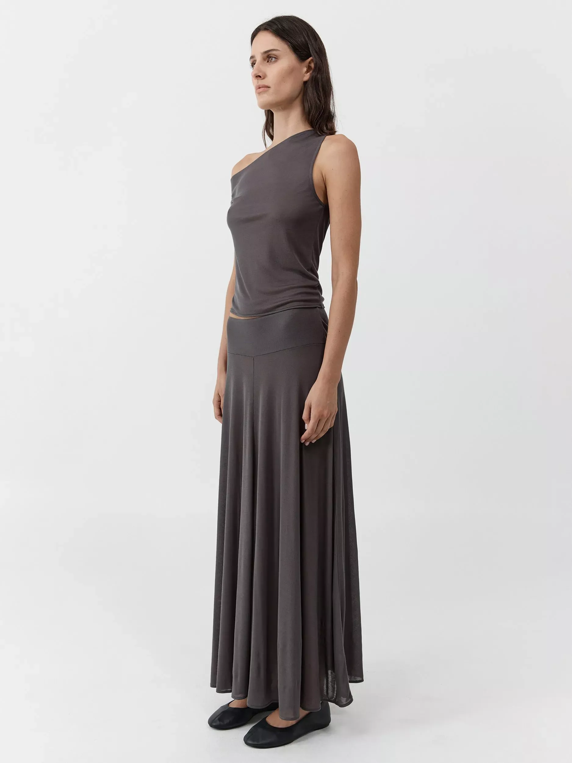 St. Agni Fluid Jersey Skirt, Grey