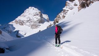 Back country skiing on the Middle Teton, Grand Teton National Park, Wyoming