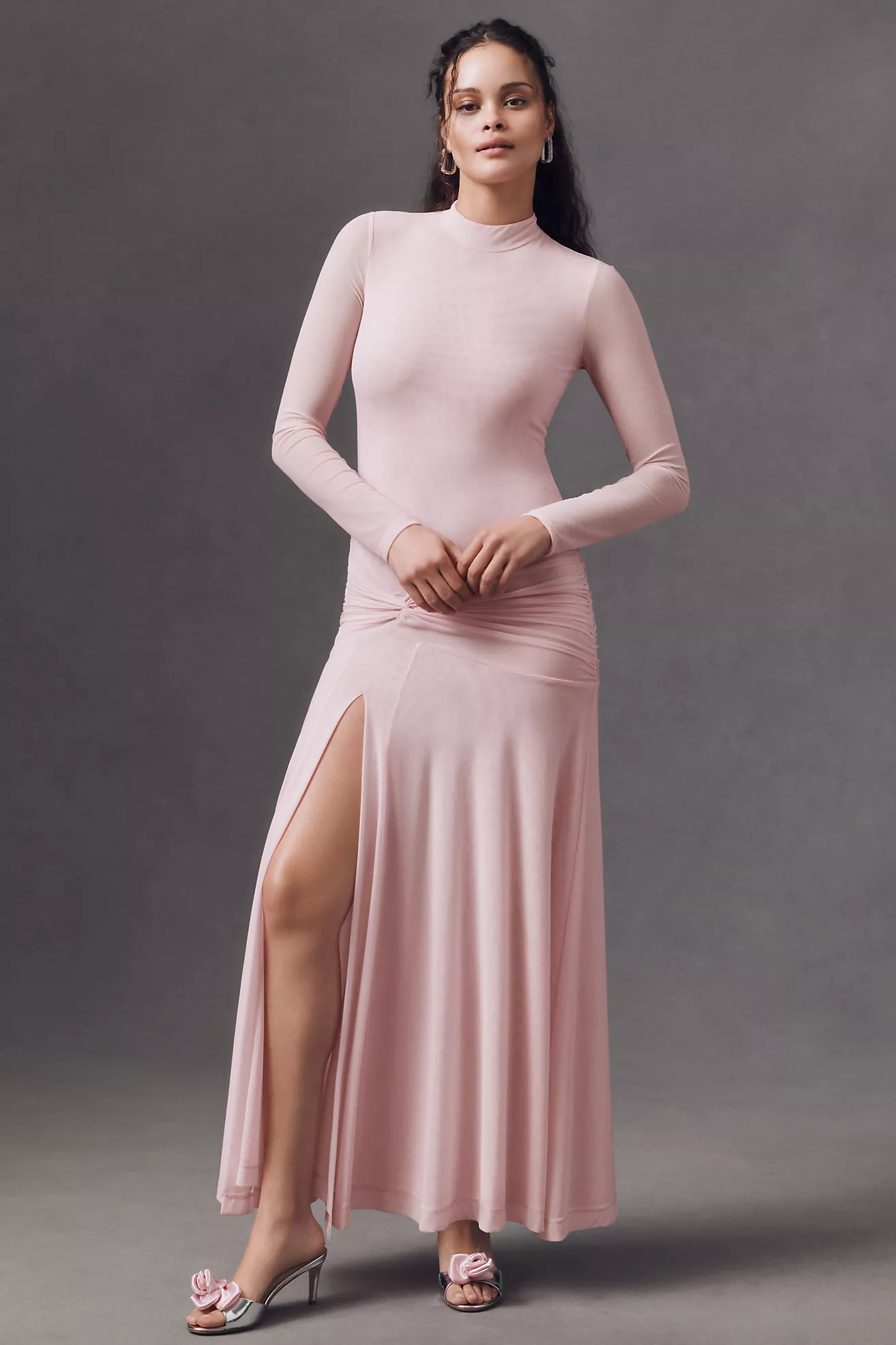 Bardot Lea Drop-Waist Mesh Maxi Dress