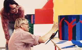 David Hockney at work for fairground Luna Luna