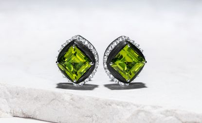 Green stone earrings