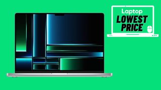 MacBook Pro M2 Pro against green background