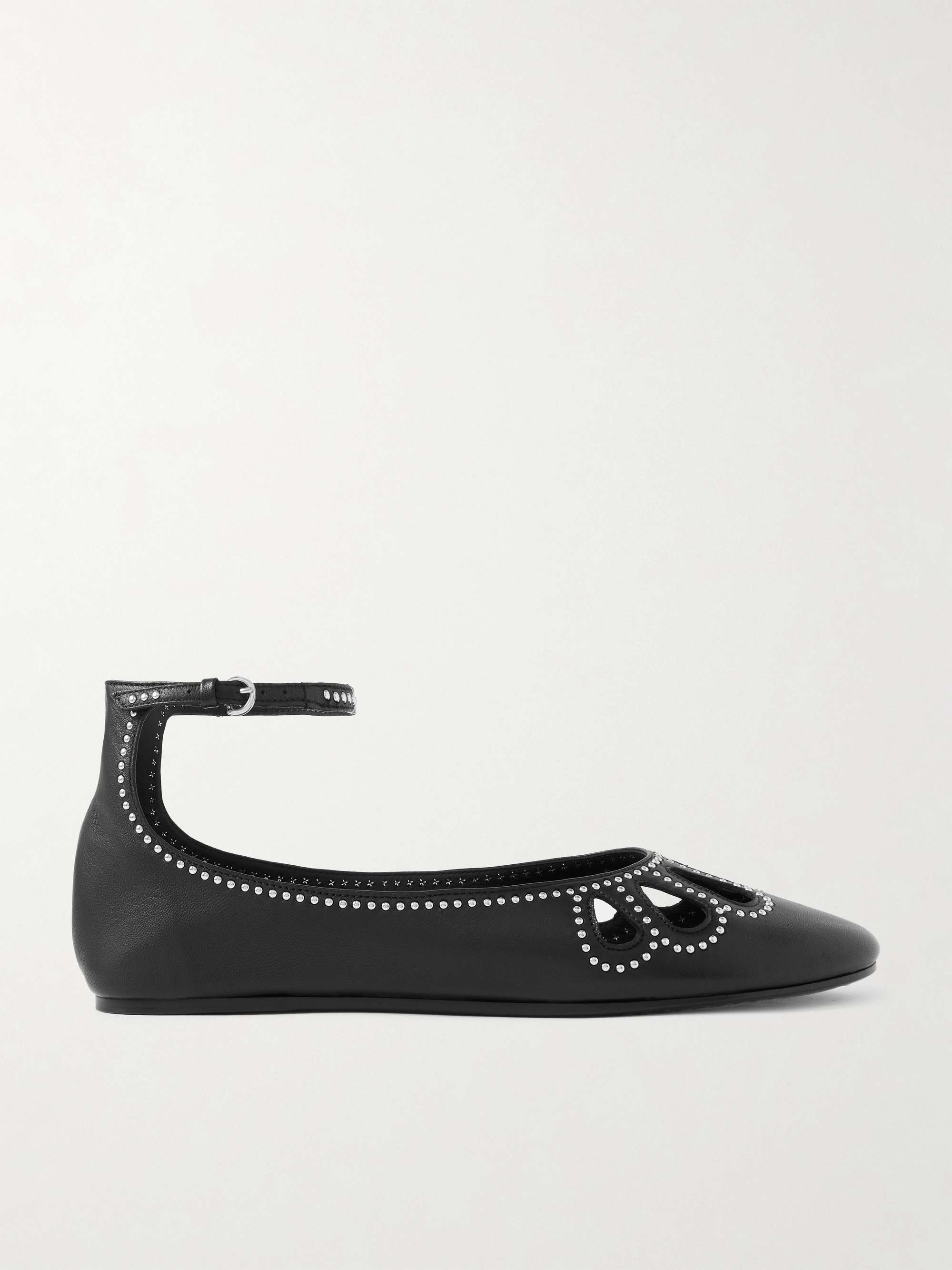 Bloris Studded Cutout Leather Ballet Flats