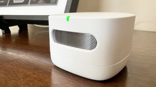 Amazon Air Quality monitor with green LED showing clear air