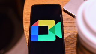 Google Meet logo on an Android phone