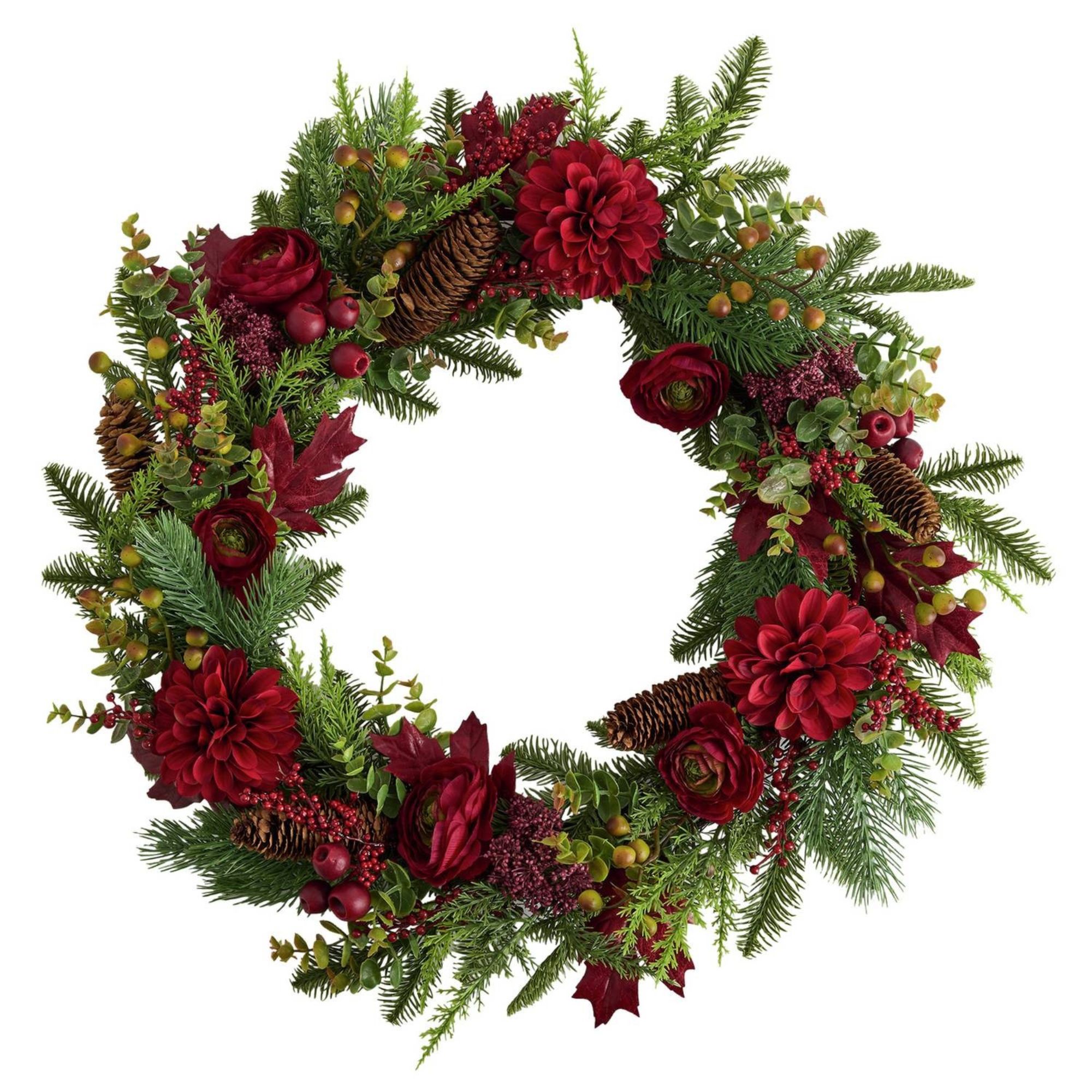 wreath with red florals