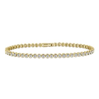 The Diamond Store, 1ct Lab Diamond Tennis Bracelet Rub Over Style in 18K Gold Vermeil