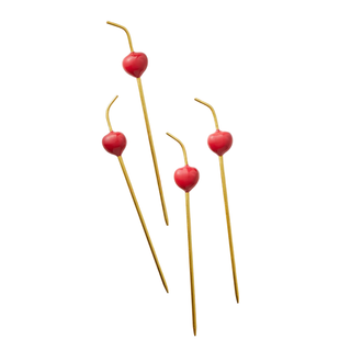 cocktail sticks with cherry toppers