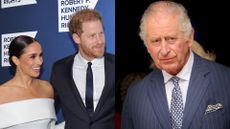 Prince Harry, Meghan Markle and King Charles 