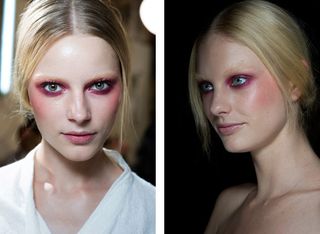 Model with heavy pink eye make-up