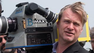 Christopher Nolan with imax camera