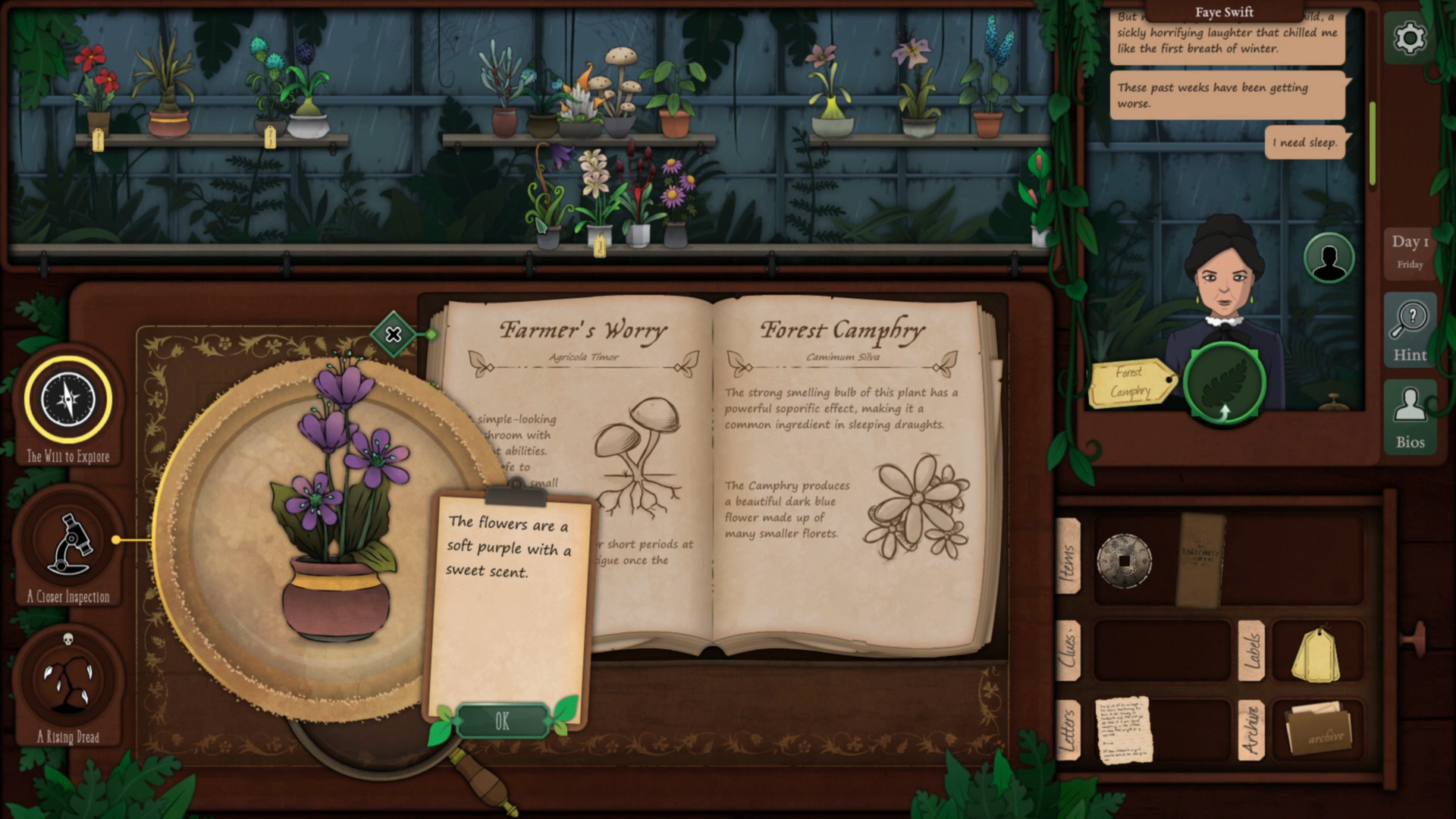 Occult puzzle game Strange Horticulture