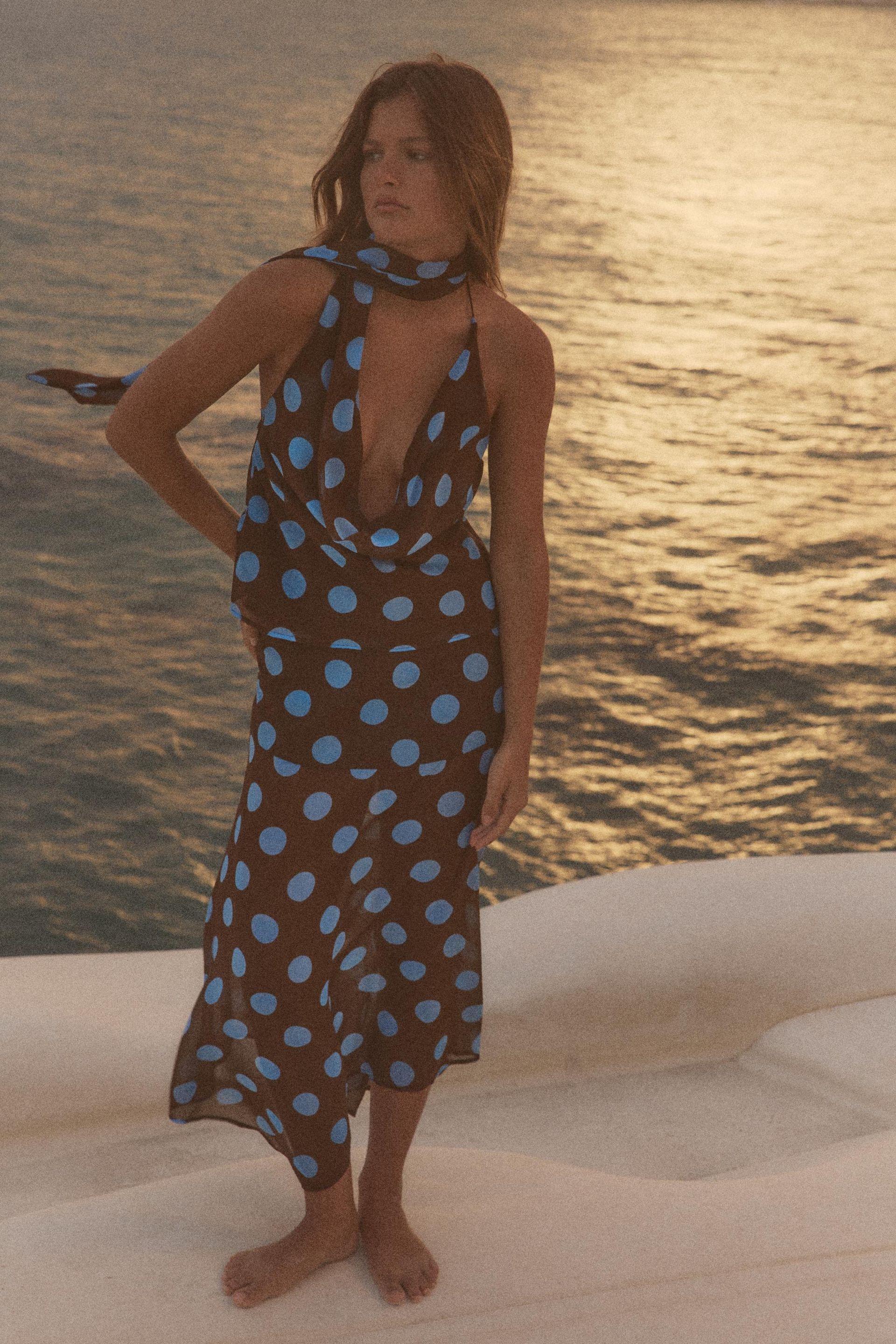 Polka Dot Asymmetric Skirt