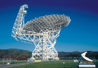 The Green Bank Telescope in West Virginia. The 330-foot-wide (100 meters) radio dish is searching for possible signals from intelligent aliens as part of the $100 million Breakthrough Listen project.