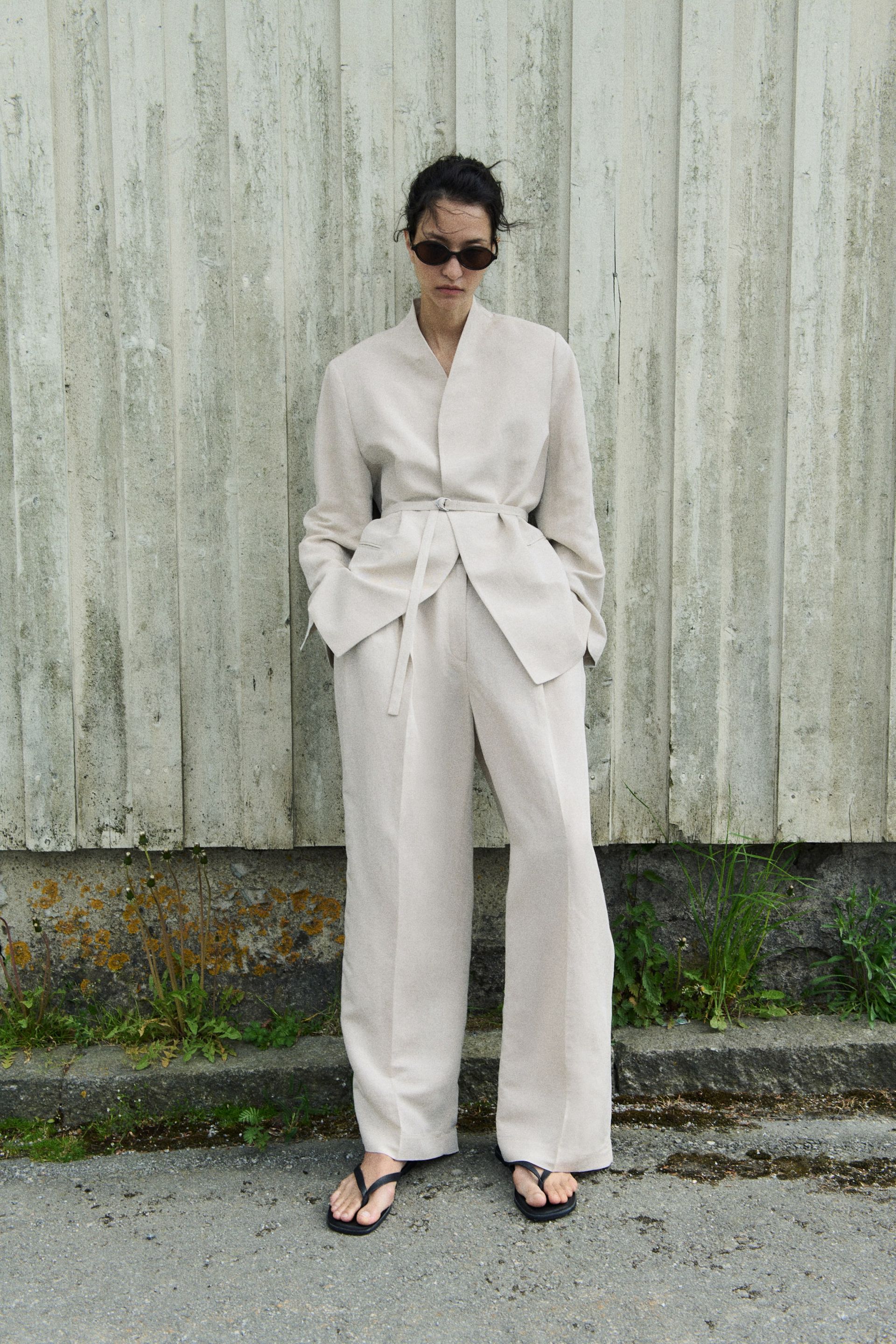 Linen-Blend Tailored Trousers