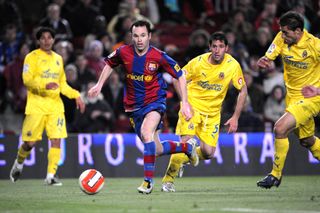 Andres Iniesta in action for Barcelona against Villarreal in 2008.