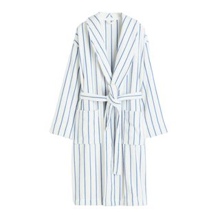 White and blue striped robe