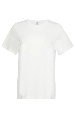 Curved Seam Round Neckline Cotton-Jersey T-Shirt