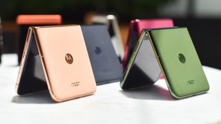 Motorola Razr and Razr Plus 2024 folded and open in various colors