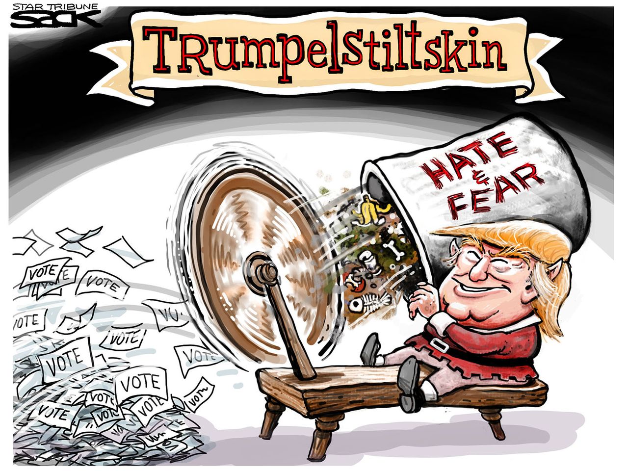 Political cartoon U.S. Donald Trump GOP