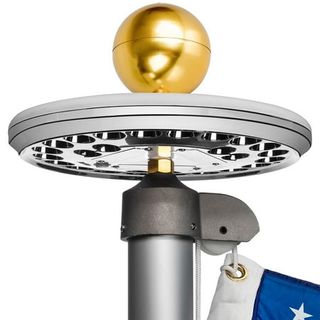 Deluxe 20% Brighter Silver Solar Flag Pole Light, 100% Flag Coverage