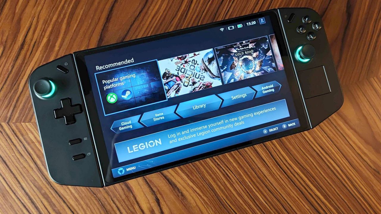 Lenovo Legion GO with LegionSpace software on screen