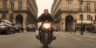 Tom Cruise on a motorcycle in Mission: Impossible - Fallout