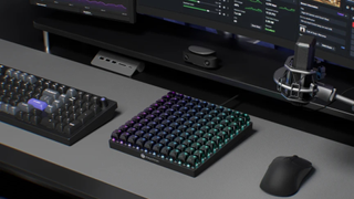 the Keychron C100 8K 100-key macro pad on a desk