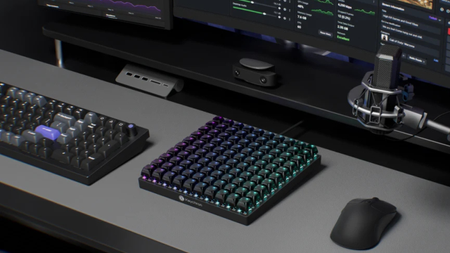 the Keychron C100 8K 100-key macro pad on a desk