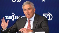 Jay Monahan talks to the media before The Players Championship